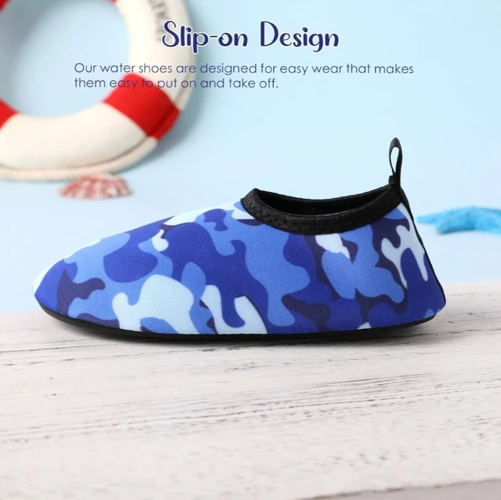 Boys Toddler Water Shoes Blue Camouflage Design Slip On By PatPat